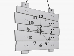 wall clock wooden stylized 3D Model