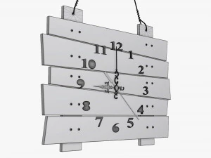 wall clock wooden stylized 3D Model
