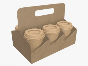 biodegradable medium coffee cup cardboard lid with holder 3D Model
