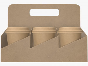 biodegradable medium coffee cup cardboard lid with holder Modèle 3D