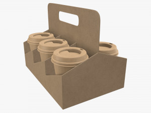 biodegradable medium coffee cup cardboard lid with holder Modèle 3D