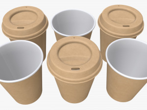 biodegradable medium coffee cup cardboard lid with holder Modèle 3D