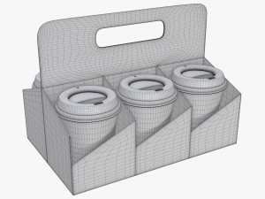 biodegradable medium coffee cup cardboard lid with holder Modèle 3D