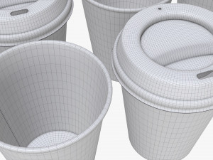 biodegradable medium coffee cup cardboard lid with holder Modèle 3D