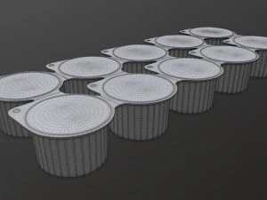 coffee creme jars sealed in transparent wrap mock-up 3D Model
