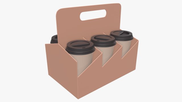 disposable paper coffee cup plastic lid and holder 01 3D Модель .c4d .max .obj .3ds .fbx .stl .blend 