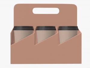 disposable paper coffee cup plastic lid and holder 01 3D Model