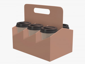 disposable paper coffee cup plastic lid and holder 01 3D Модель