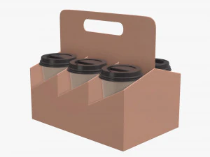 disposable paper coffee cup plastic lid and holder 01 3D Model