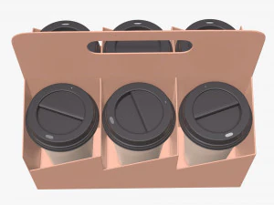 disposable paper coffee cup plastic lid and holder 01 3D Model