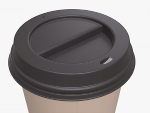 disposable paper coffee cup plastic lid and holder 01 3D Модель
