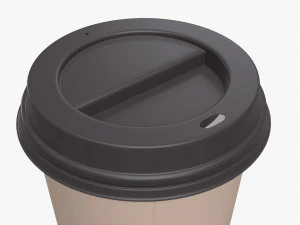 disposable paper coffee cup plastic lid and holder 01 3D Model