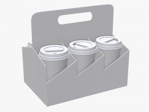 disposable paper coffee cup plastic lid and holder 01 3D Модель