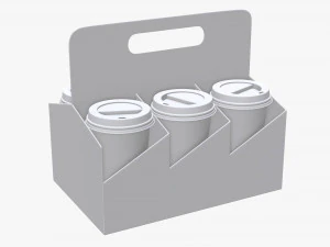 disposable paper coffee cup plastic lid and holder 01 3D Model