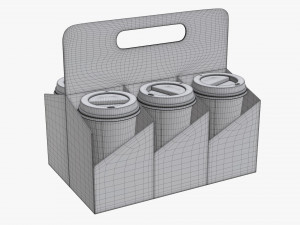 disposable paper coffee cup plastic lid and holder 01 3D Модель