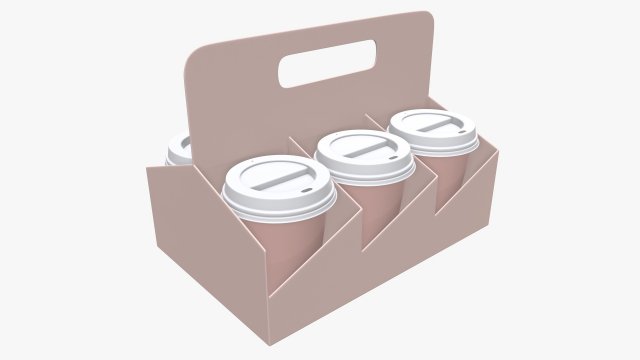 disposable paper coffee cup plastic lid and holder 02 3D Model .c4d .max .obj .3ds .fbx .stl .blend 