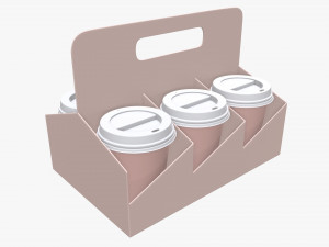 disposable paper coffee cup plastic lid and holder 02 Modello 3D