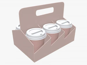 Taza de caf&eacute; de papel desechable, tapa de pl&aacute;stico y soporte 02 Modelo 3D