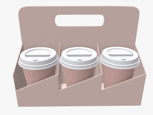 disposable paper coffee cup plastic lid and holder 02 3D Model