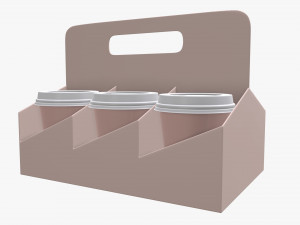 disposable paper coffee cup plastic lid and holder 02 3D Model