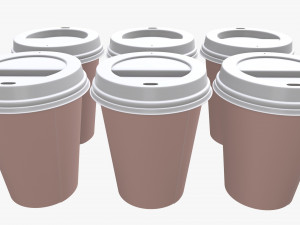 disposable paper coffee cup plastic lid and holder 02 3D Model