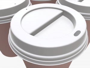 disposable paper coffee cup plastic lid and holder 02 3D Model