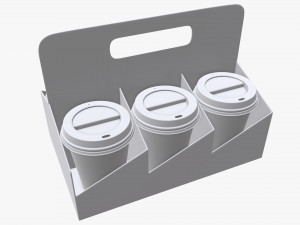 disposable paper coffee cup plastic lid and holder 02 3D Model