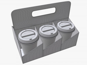 disposable paper coffee cup plastic lid and holder 02 3D Model