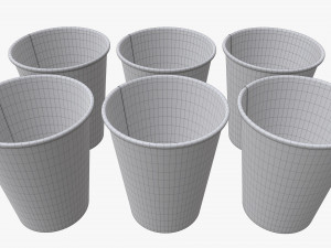 disposable paper coffee cup plastic lid and holder 02 3D Model