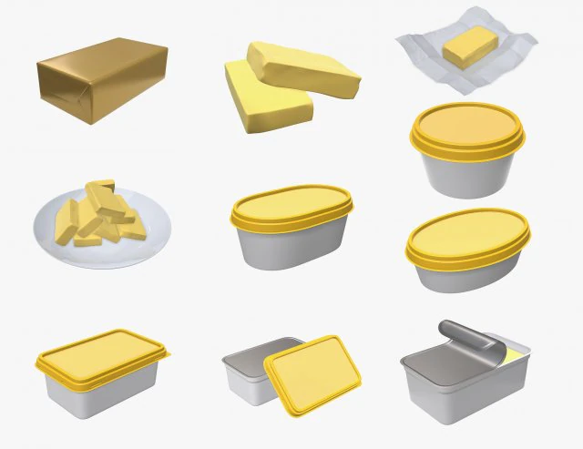 manteiga no prato recipiente de margarina maquete de caixa de pacote Modelo 3D .c4d .max .obj .3ds .fbx .stl .blend 