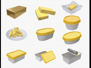 butter on plate margarine container package box mock-up Modelo 3D