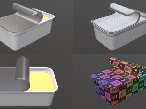 butter on plate margarine container package box mock-up 3D Модель