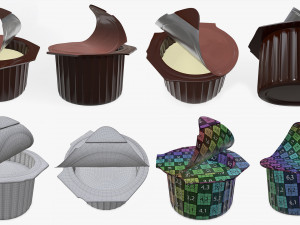 coffee cup lid paper package sachet foil bag stirrer 3D Model