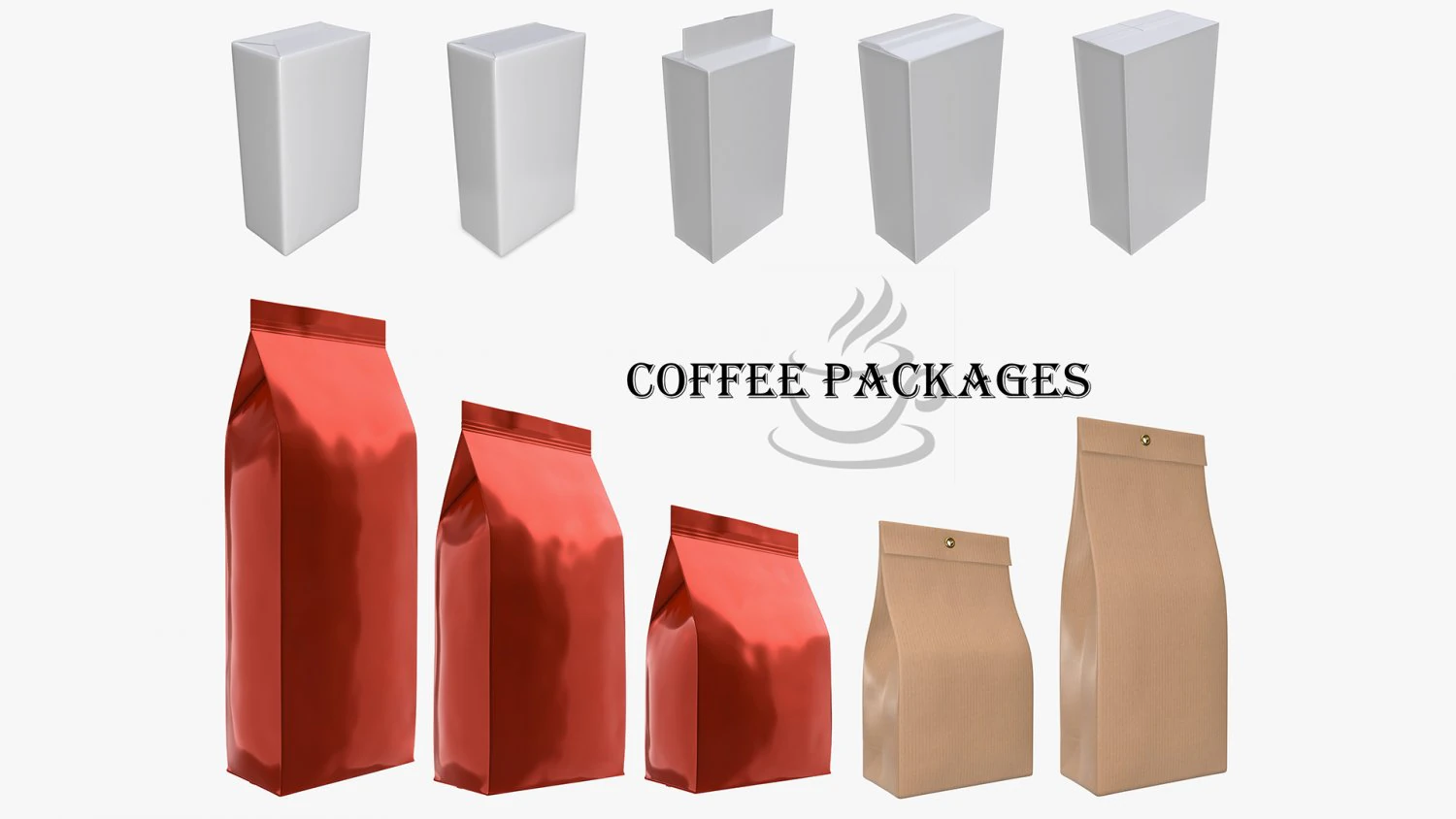 coffee foil craft paper package pack 3D Model .c4d .max .obj .3ds .fbx .stl .blend 