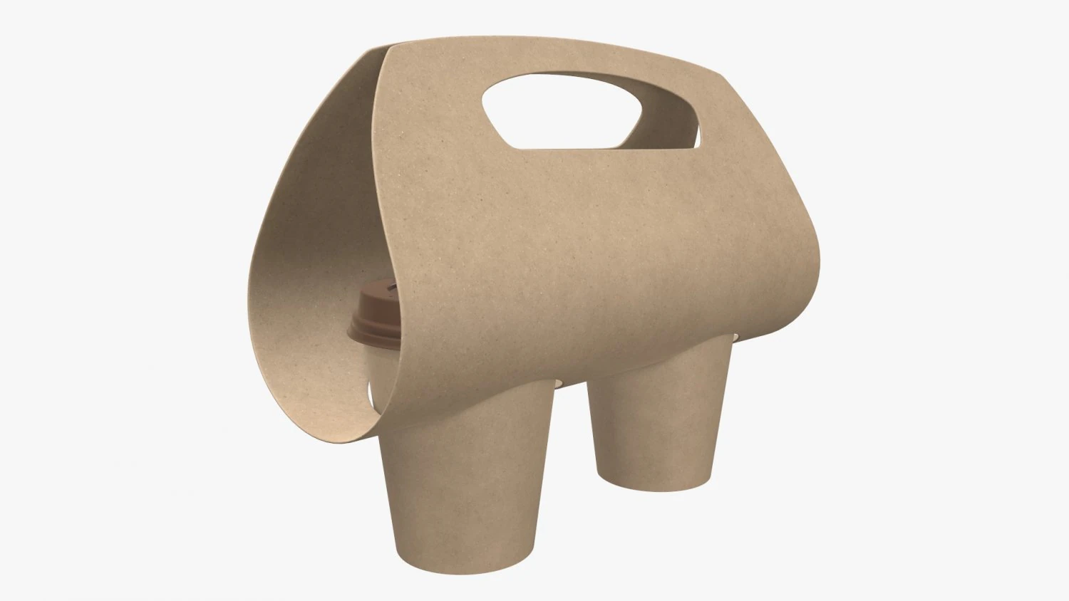 medium recycled paper coffee cup plastic lid and holder 3D Model .c4d .max .obj .3ds .fbx .stl .blend