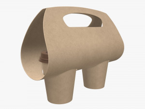 medium recycled paper coffee cup plastic lid and holder Modelo 3D