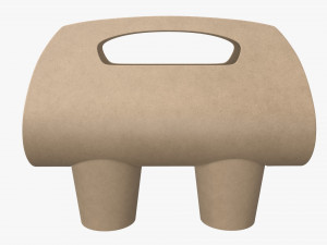 medium recycled paper coffee cup plastic lid and holder 3D Model