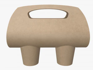 medium recycled paper coffee cup plastic lid and holder 3D Model