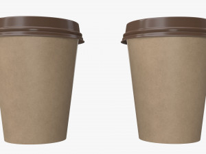 medium recycled paper coffee cup plastic lid and holder 3D Model