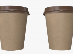 medium recycled paper coffee cup plastic lid and holder 3D Model