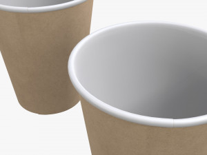 medium recycled paper coffee cup plastic lid and holder 3D Model