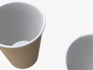 medium recycled paper coffee cup plastic lid and holder 3D Model