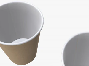 medium recycled paper coffee cup plastic lid and holder 3D Model