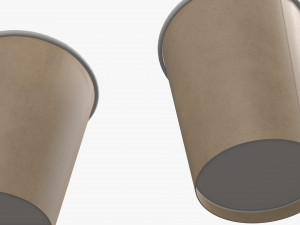 medium recycled paper coffee cup plastic lid and holder 3D Model