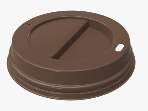 medium recycled paper coffee cup plastic lid and holder 3D Model