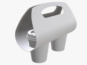 medium recycled paper coffee cup plastic lid and holder 3D Model
