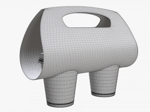 medium recycled paper coffee cup plastic lid and holder 3D Model
