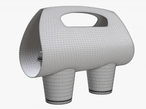 medium recycled paper coffee cup plastic lid and holder 3D Model