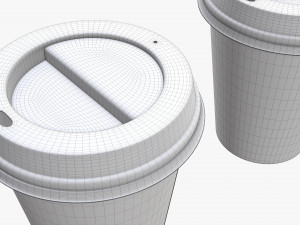 medium recycled paper coffee cup plastic lid and holder 3D Model