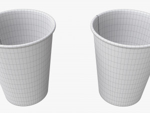 medium recycled paper coffee cup plastic lid and holder 3D Model